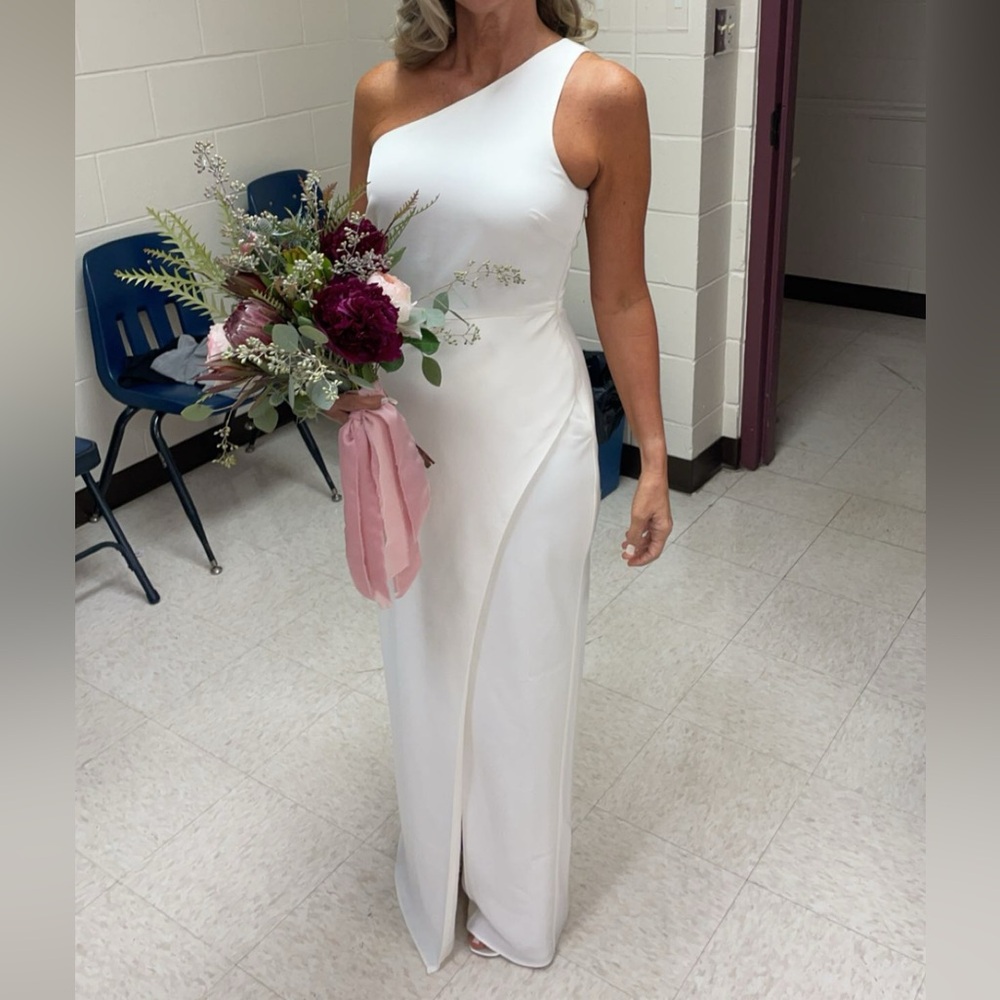 BHLDN Elegant One-Shoulder White Dress - Picture 6 of 12